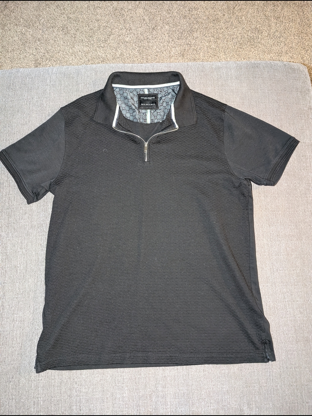 Denim & Flower Men’s Black Short-Sleeve Zip Polo